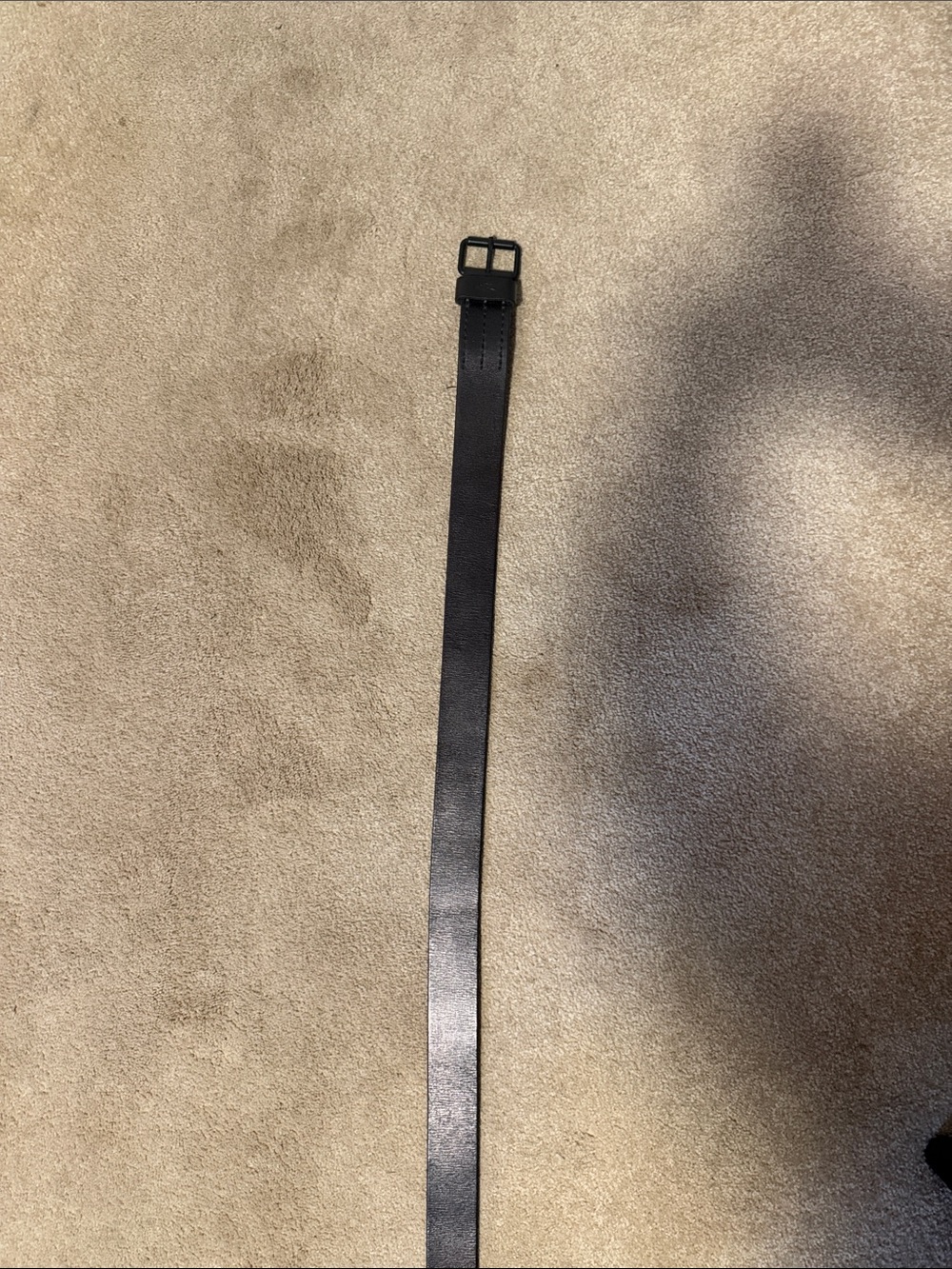 AllSaints Black Leather Belt with Matte Black Buckle